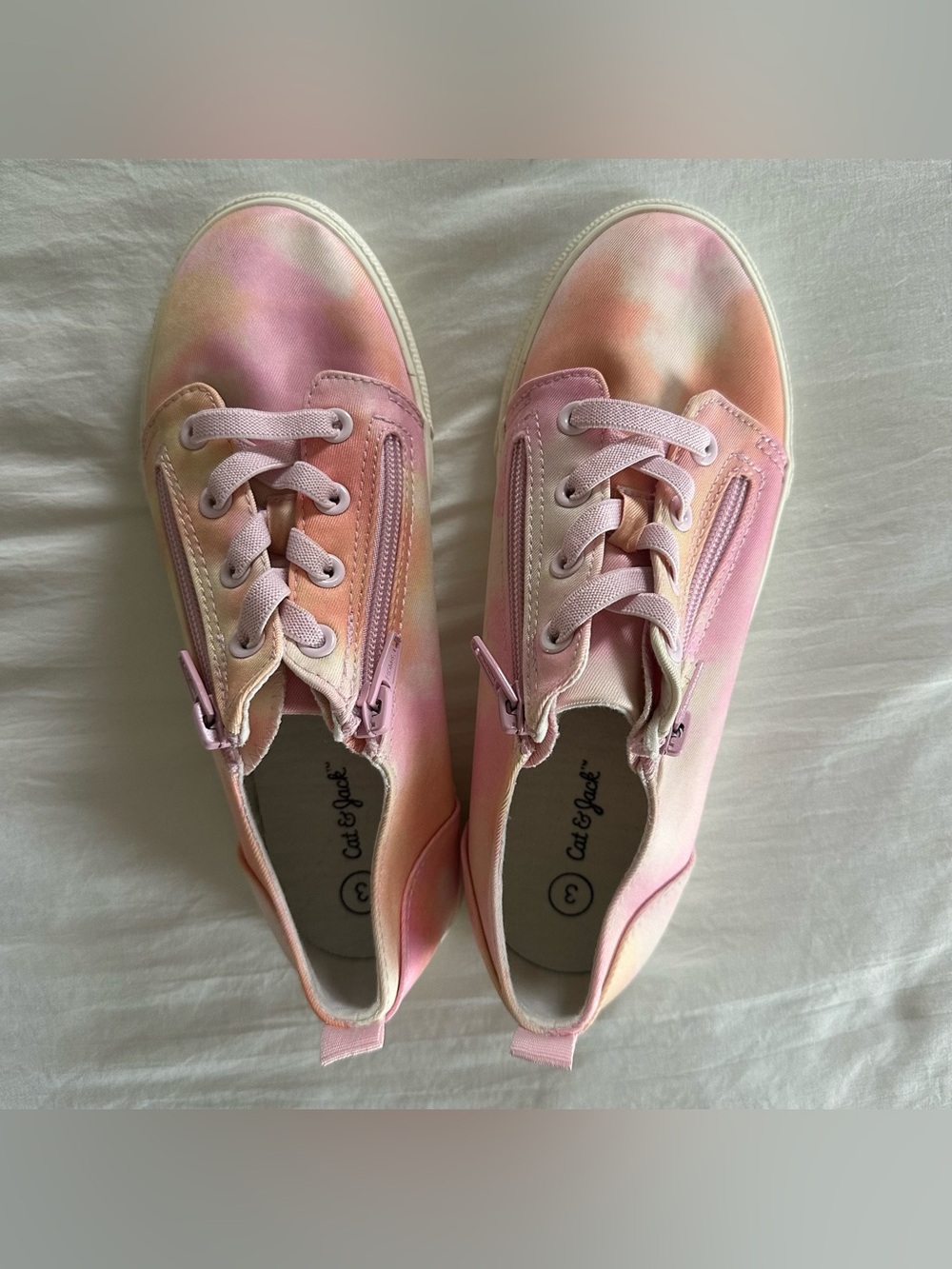 Girls Tie Dye Pastel Zip Slide On Shoes Size 3